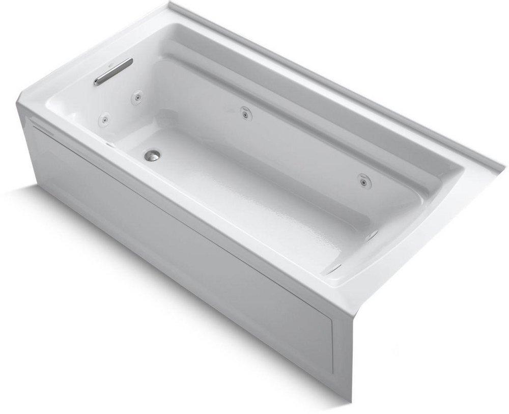 KOHLER White 72 x 36 in. Whirlpool Alcove Bathtub Left Drain 