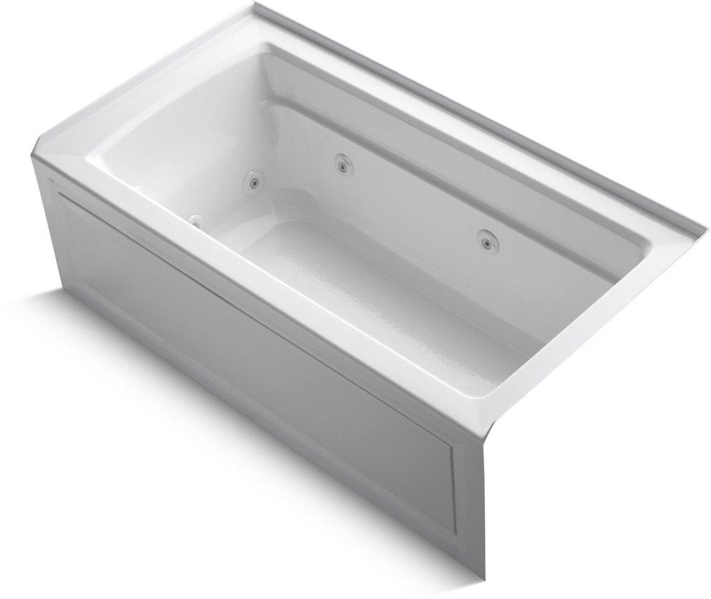 KOHLER White 60 x 32 in. Whirlpool Drop-In Bathtub with Right Drain 