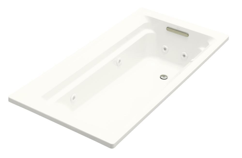 KOHLER White 72 x 36 in. Whirlpool Drop-In Bathtub with Reversible Drain 