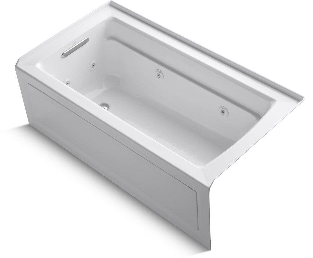 KOHLER White 60 x 32 in. Whirlpool Alcove Bathtub Left Drain 