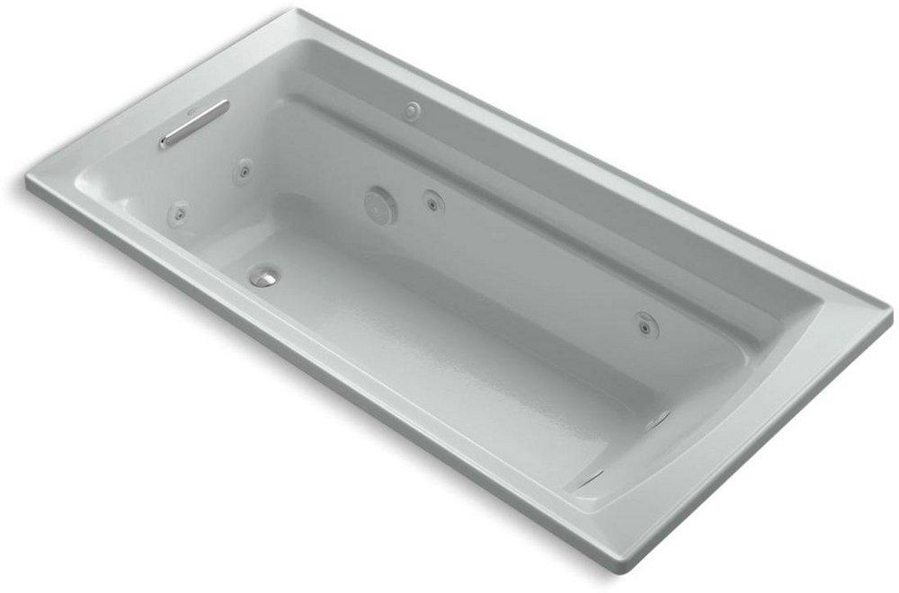Ice&trade; Grey 72 x 36 in. Whirlpool Drop-In Bathtub with Reversible Drain 