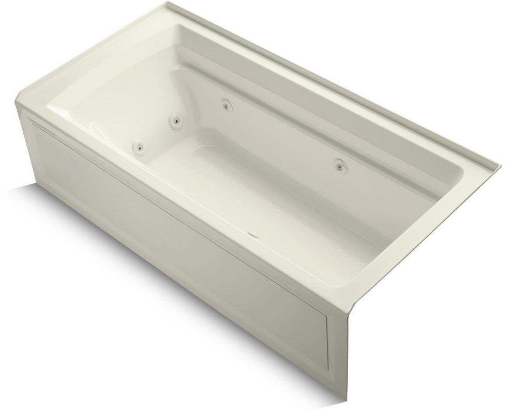 KOHLER Biscuit 72 x 36 in. Whirlpool Alcove Bathtub with Right Drain 
