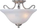 100 W 2-Light Semi-Flush Mount Ceiling Fixture with Ice Glass in Satin Nickel