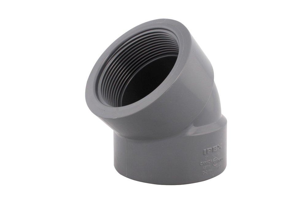 Grey Sch. 80 PVC Threaded 45 Elbow 