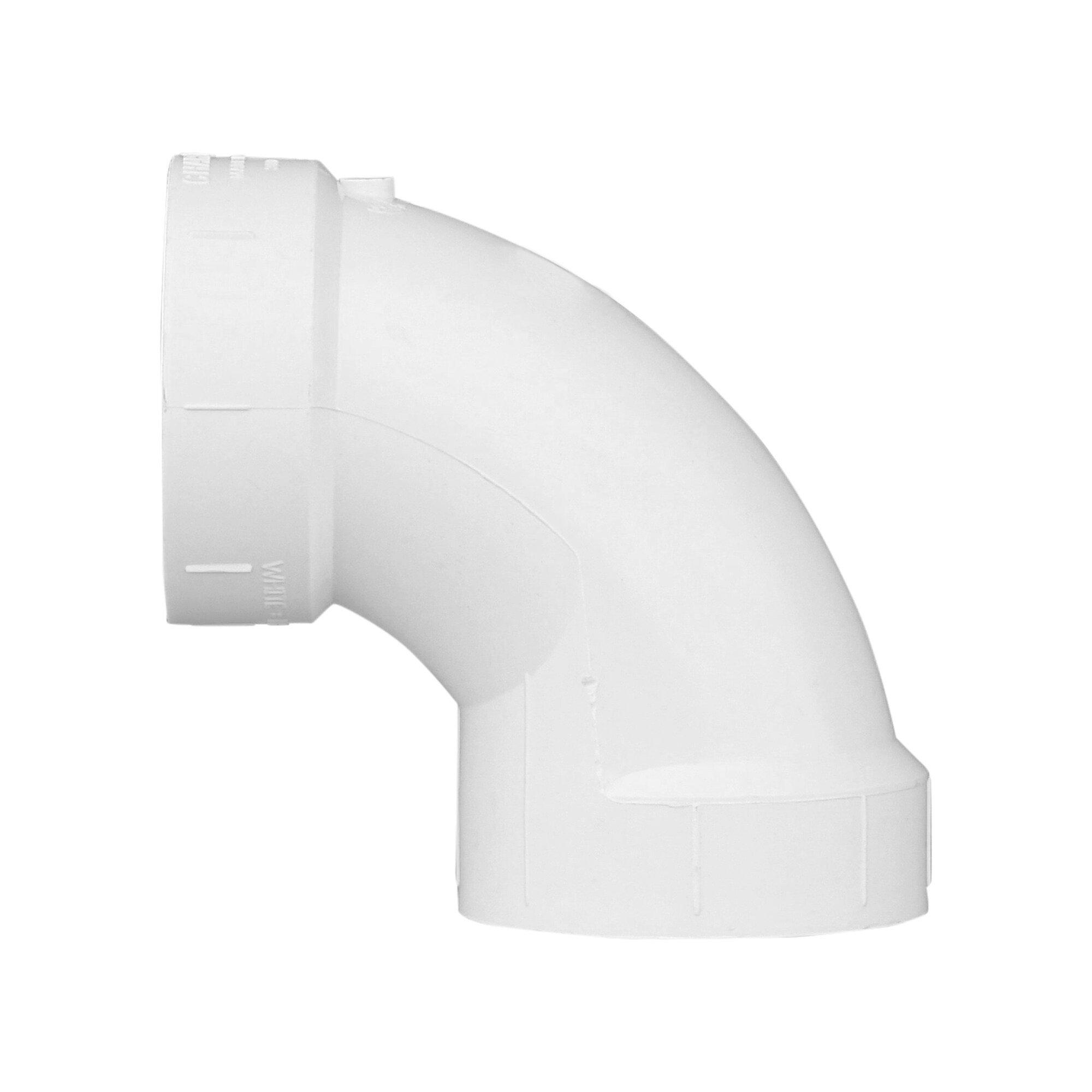 White Hub 90 Degree PVC DWV Elbow 