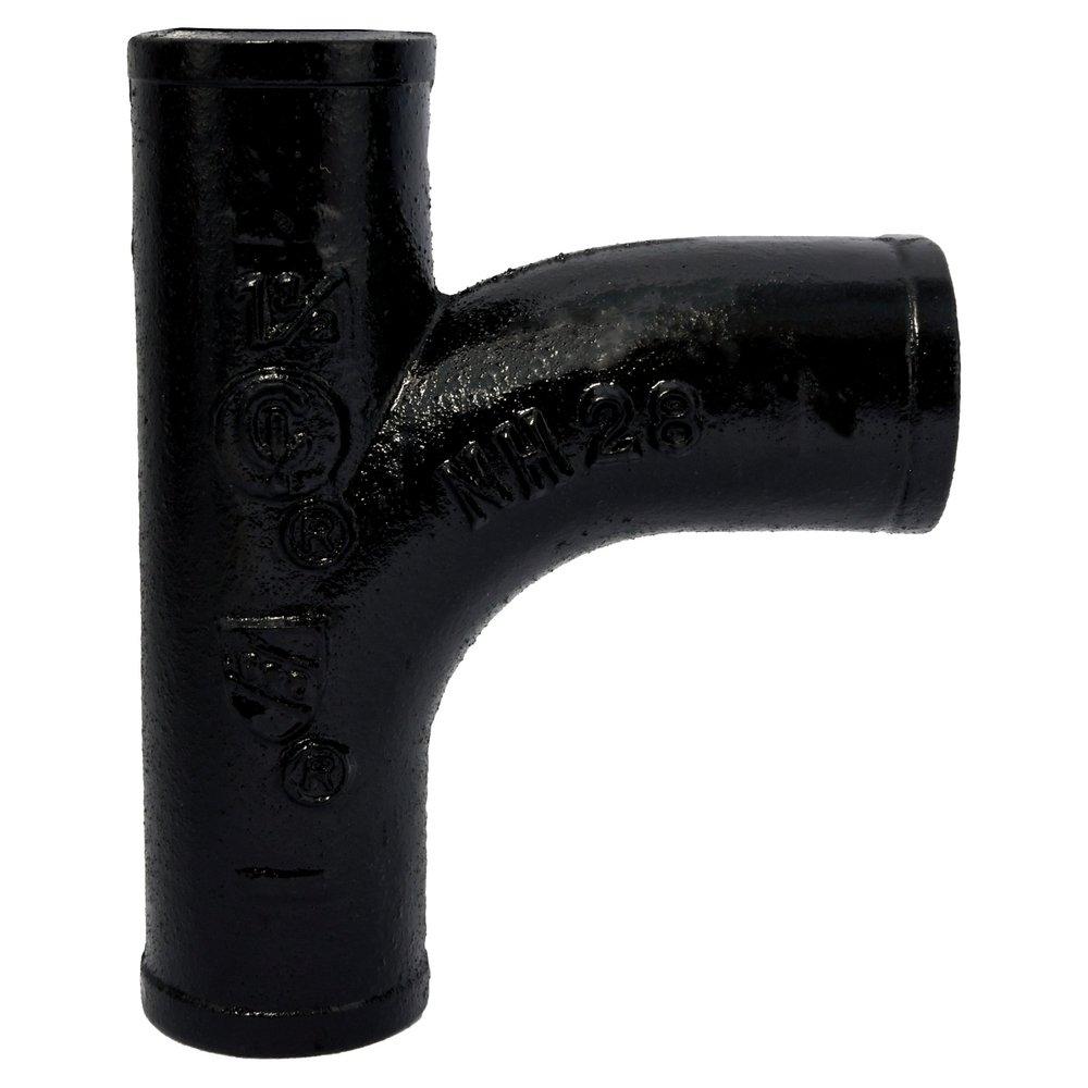 Black No Hub Cast Iron Sanitary Tee 