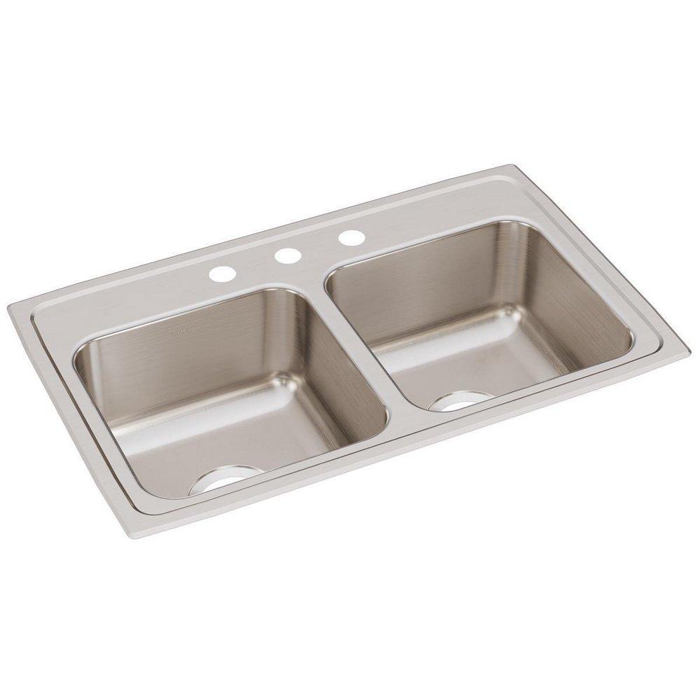 Elkay Lustrous Satin 29 x 18 in. Stainless Steel Double Bowl Drop-in Kitchen Sink in Lustrous Satin 