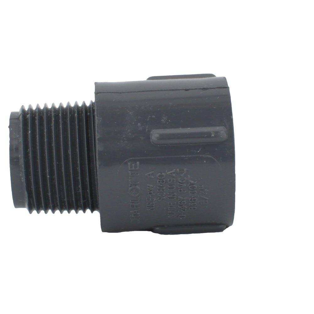 Dark Grey PVC Schedule 80 Male Adapter 