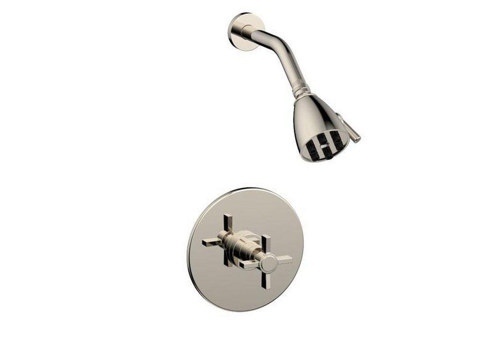 Phylrich&reg; Polished Nickel 2.5 gpm Pressure Balance Shower Faucet Trim with Single Cross Handle 