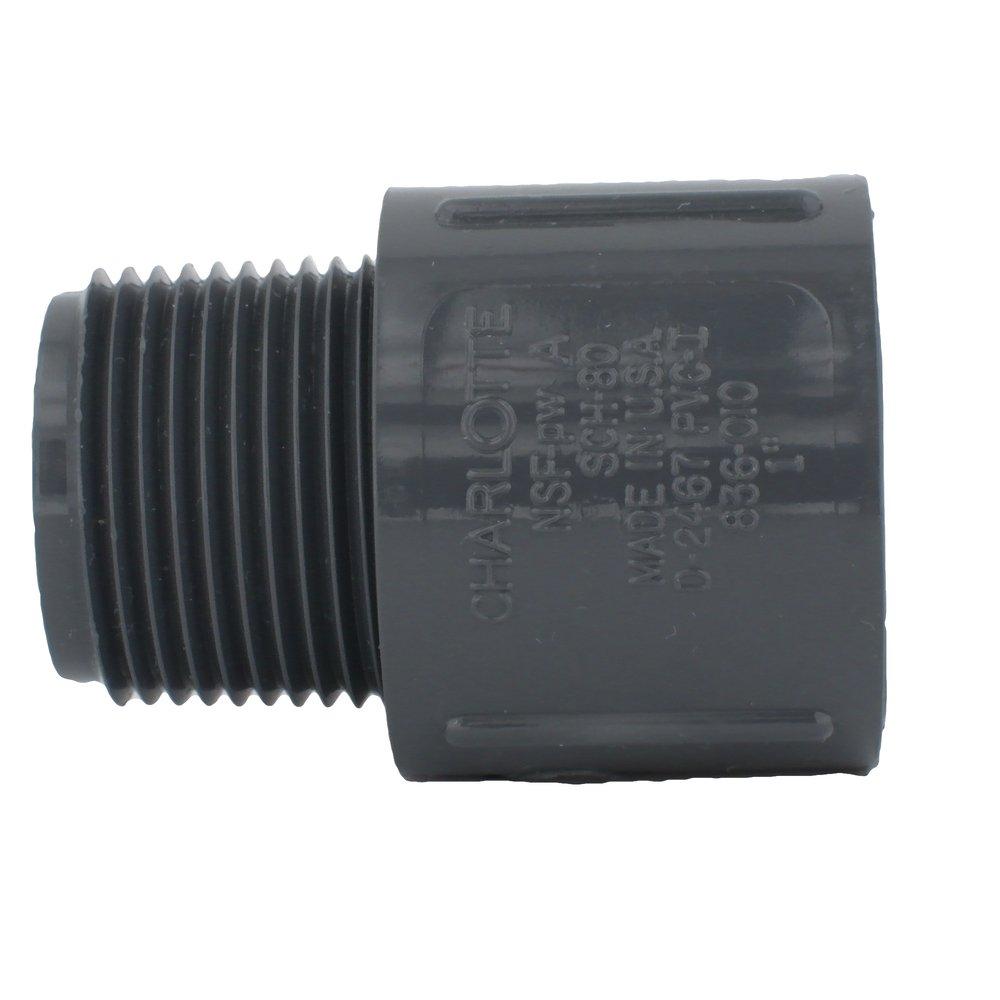 Dark Grey PVC Schedule 80 Male Adapter 