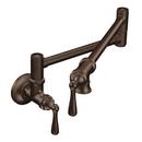 Two Handle Wall Mounted Pot Filler with Swing Arm in Oil Rubbed Bronze