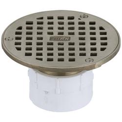 2 in. Push On Plastic Floor Drain with 5- 3/16 in. Round Nickel Bronze Strainer