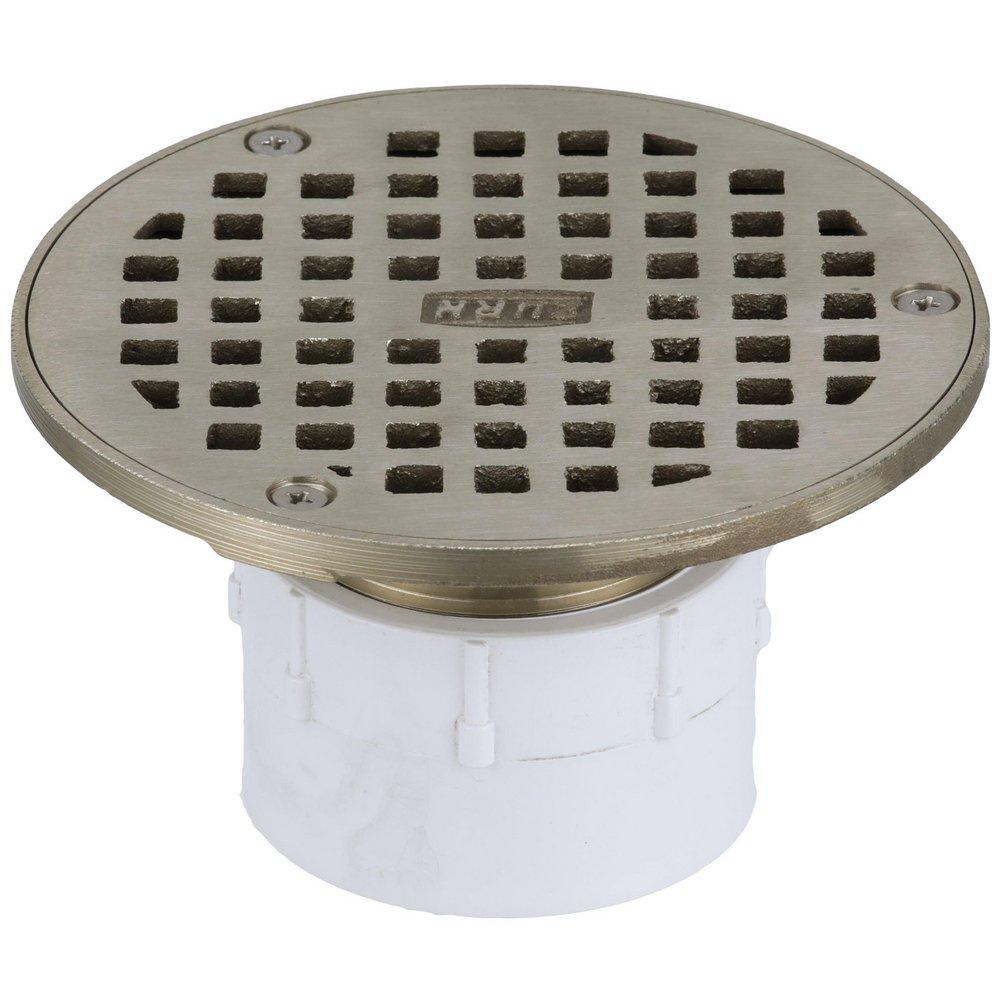 Zurn White Push On Plastic Nickel Bronze Floor Drain 