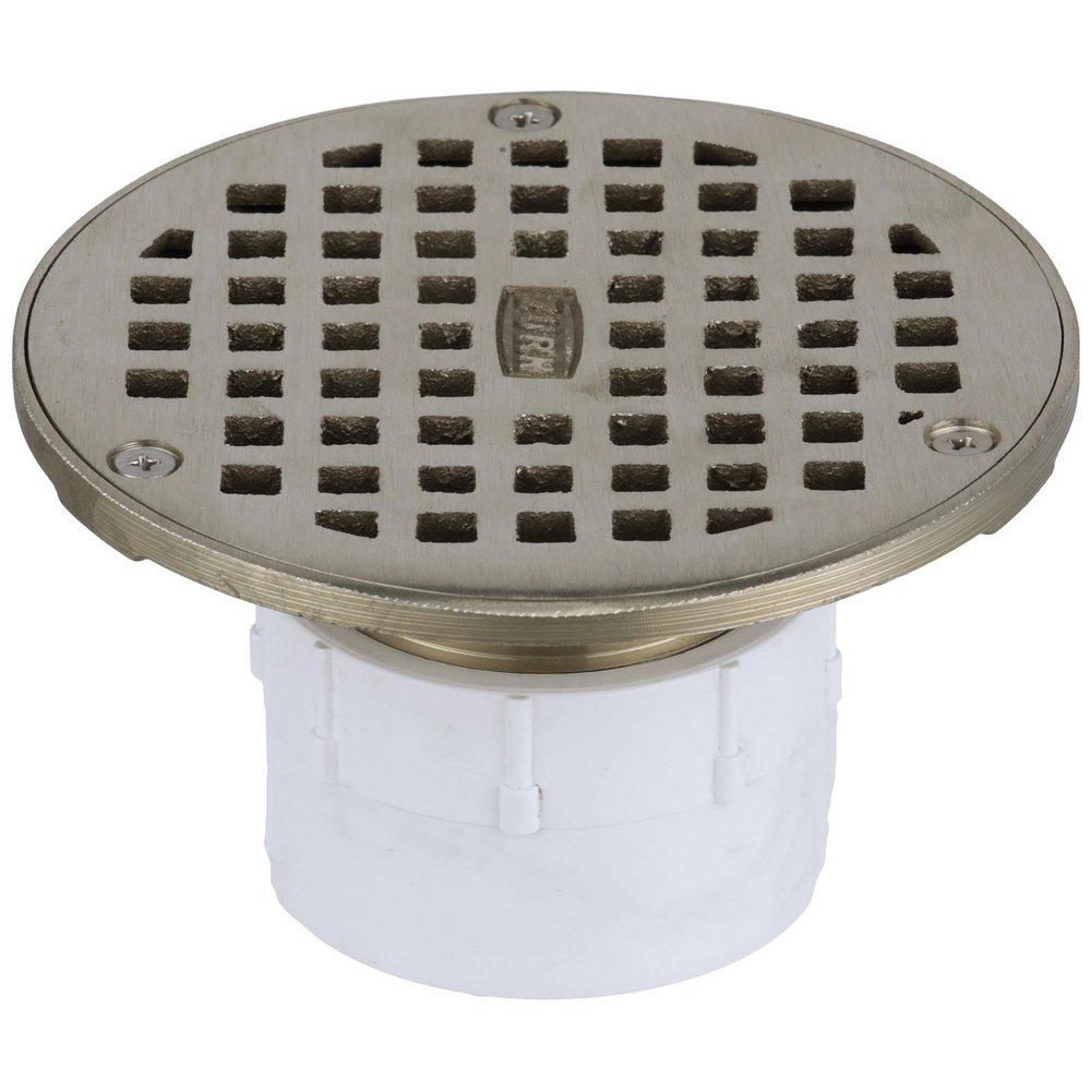 Zurn White Push On Plastic Nickel Bronze Floor Drain 