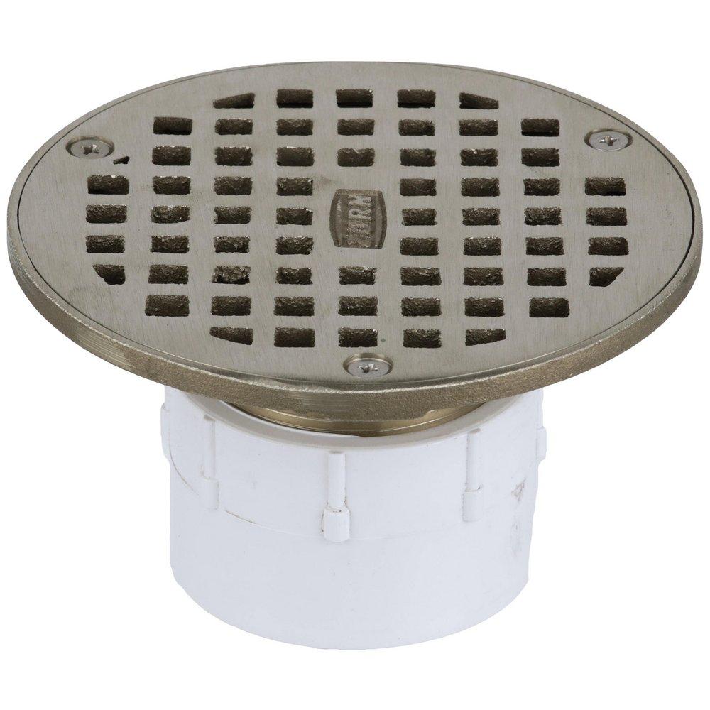 Zurn White Push On Plastic Nickel Bronze Floor Drain 