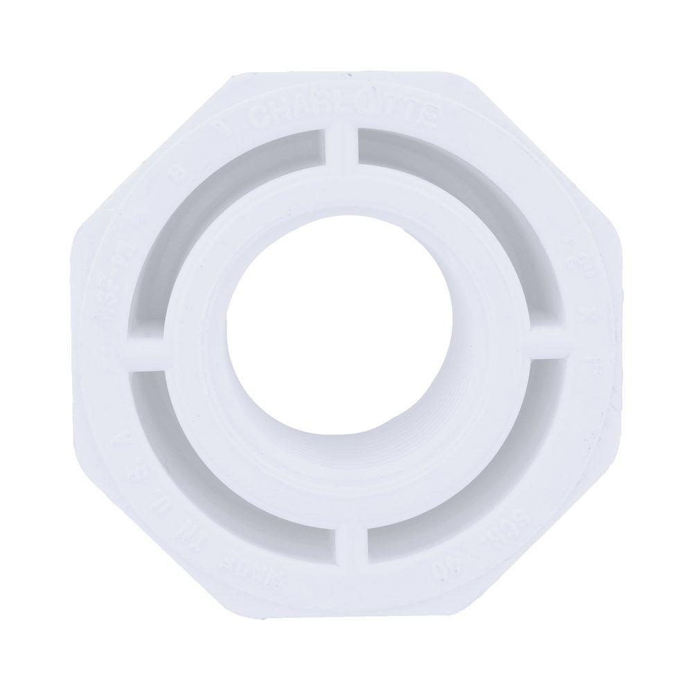 White PVC Schedule 40 Female Bushing 