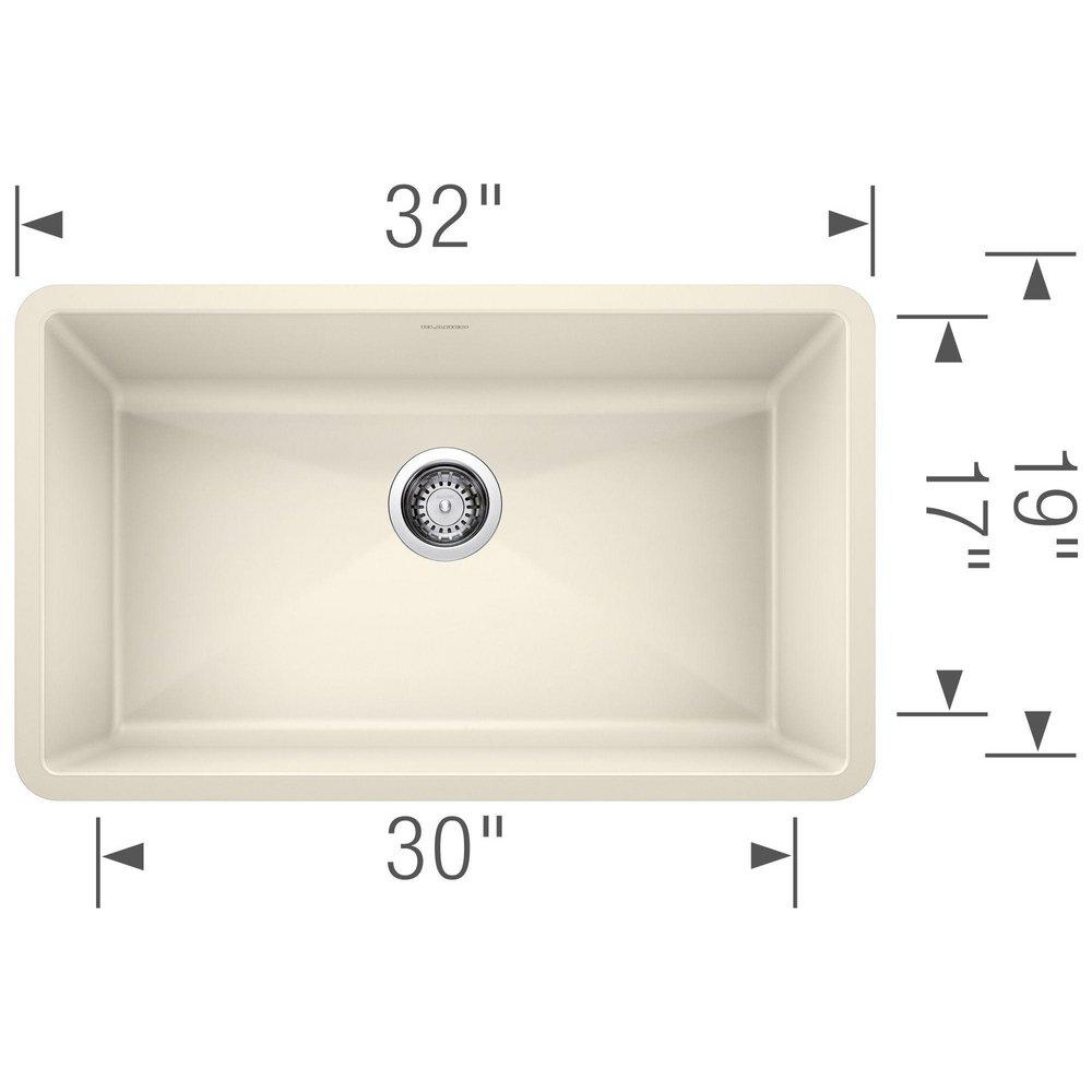 BLANCO Biscuit 32 x 19 in. No Hole Composite Single Bowl Undermount Kitchen Sink 