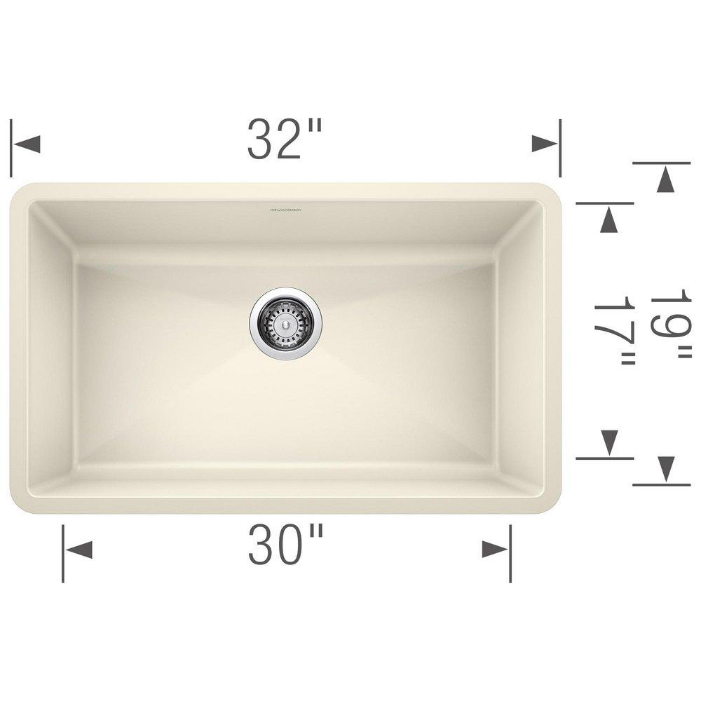 BLANCO Biscuit 32 x 19 in. No Hole Composite Single Bowl Undermount Kitchen Sink 