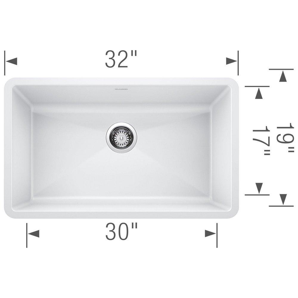 BLANCO White 32 x 19 in. No Hole Composite Single Bowl Undermount Kitchen Sink 