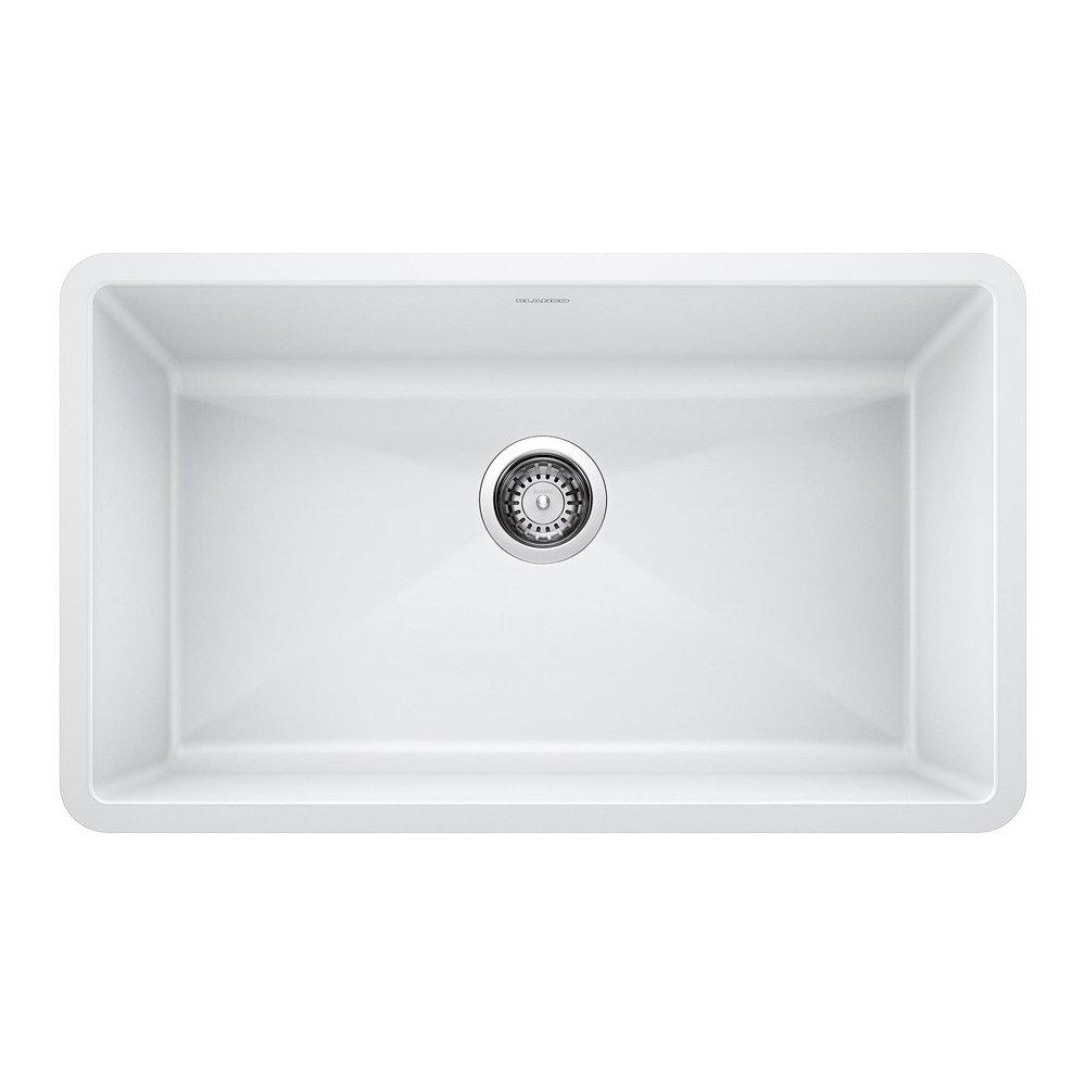 BLANCO White 32 x 19 in. No Hole Composite Single Bowl Undermount Kitchen Sink 