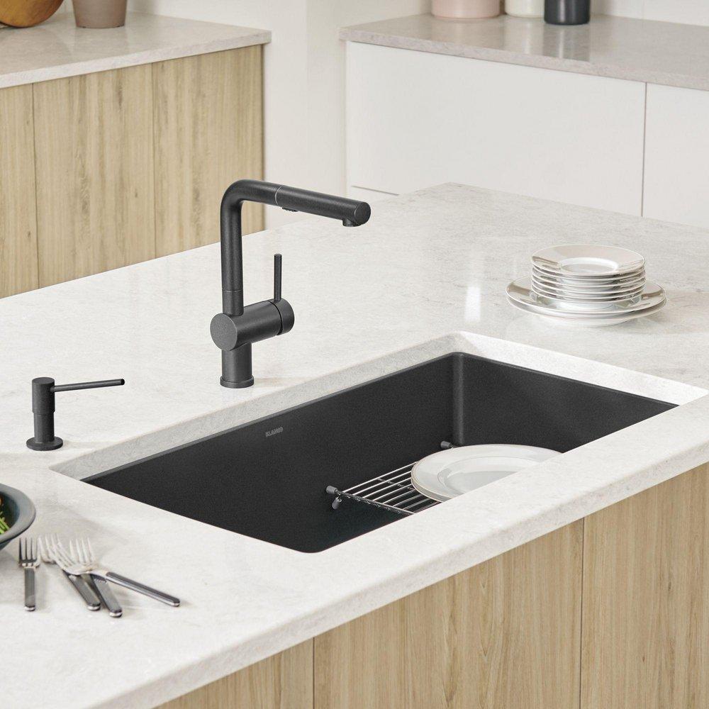 BLANCO Anthracite 32 x 19 in. No Hole Composite Single Bowl Undermount Kitchen Sink 