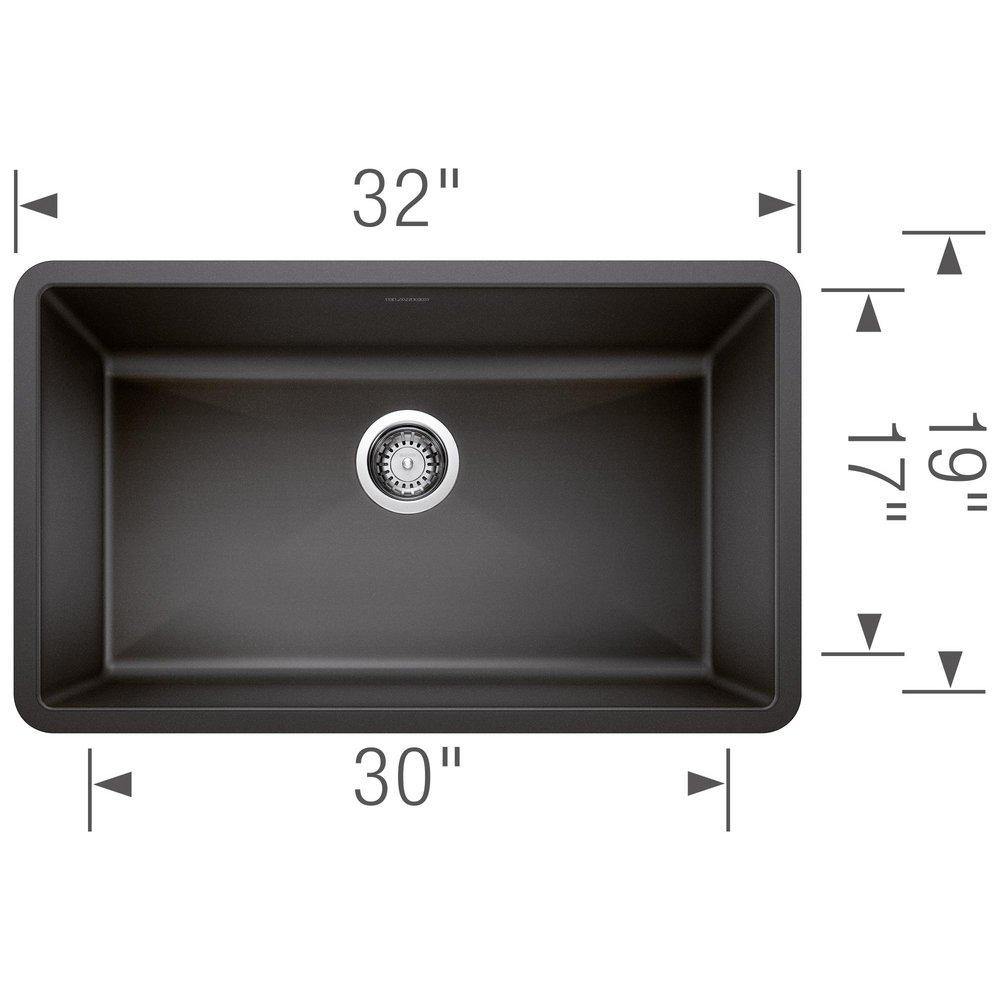 BLANCO Anthracite 32 x 19 in. No Hole Composite Single Bowl Undermount Kitchen Sink 