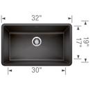 BLANCO Anthracite 32 x 19 in. No Hole Composite Single Bowl Undermount Kitchen Sink 