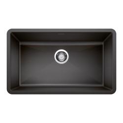 32 in. Undermount Silgranit Single Bowl Kitchen Sink in Anthracite