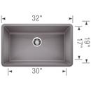 BLANCO Metallic Grey 32 x 19 in. No Hole Composite Single Bowl Undermount Kitchen Sink 