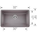 BLANCO Metallic Grey 32 x 19 in. No Hole Composite Single Bowl Undermount Kitchen Sink 