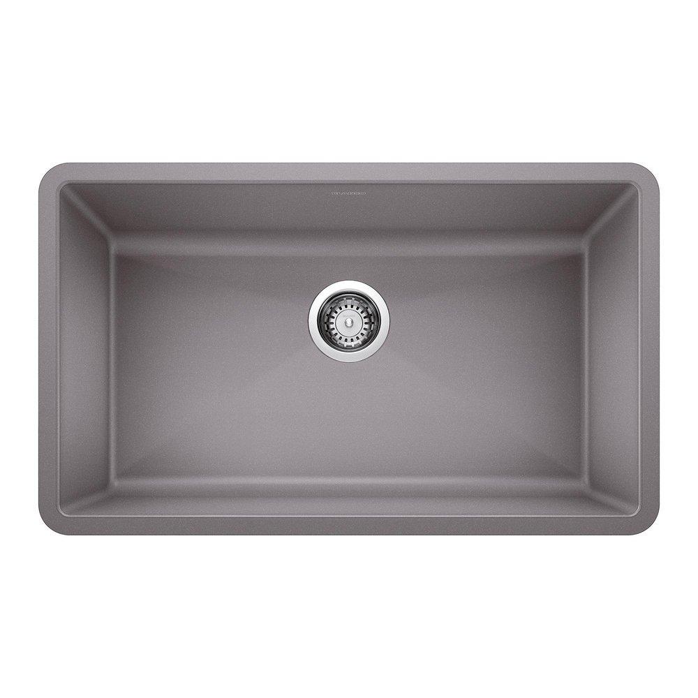 BLANCO Metallic Grey 32 x 19 in. No Hole Composite Single Bowl Undermount Kitchen Sink 