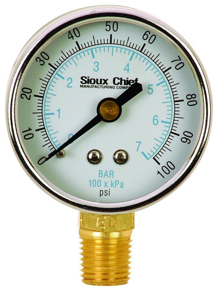 Sioux Chief 1/4 x 2 in. Steel MPT Pressure Gauge 