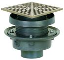3 in. No-Hub Adjustable Flashing Drain with Nickel Bronze Square Ring and Strainer and 6-1/2 in. Top