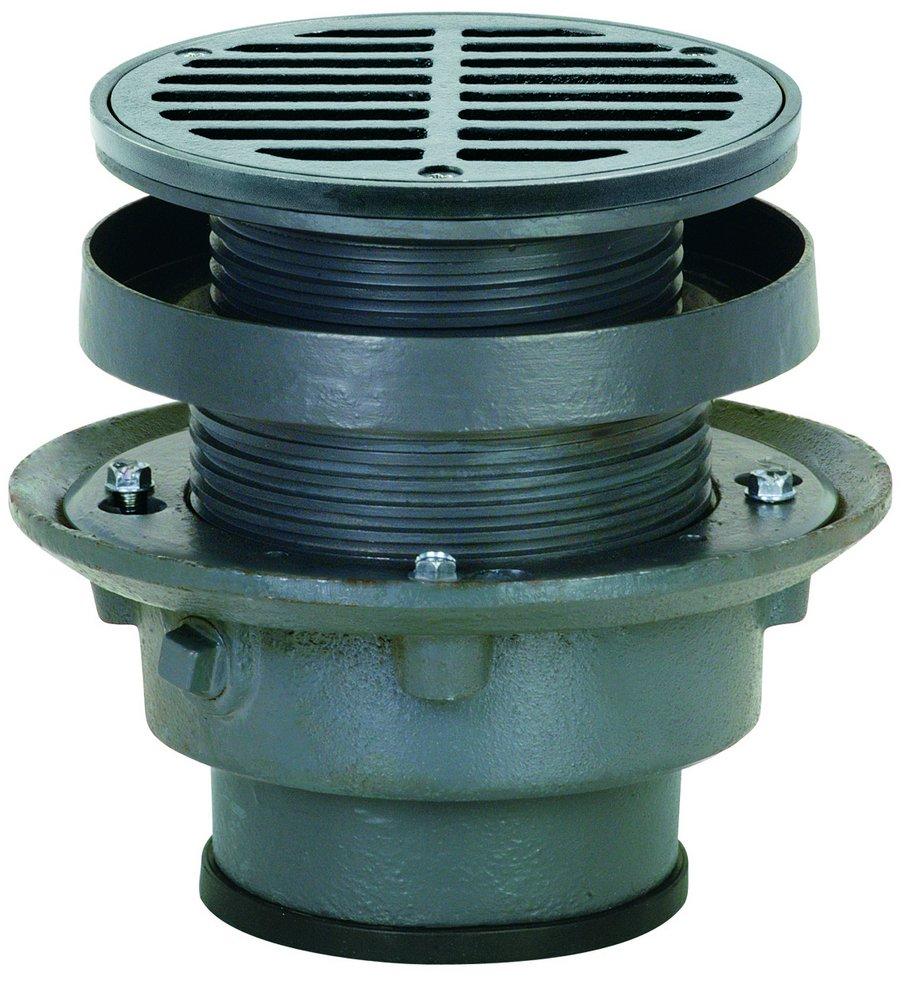 Sioux Chief Push Joint Cast Iron Floor Drain Assembly with 6-1/2 in. Round Ductile Iron Grate and Ring and Strainer 