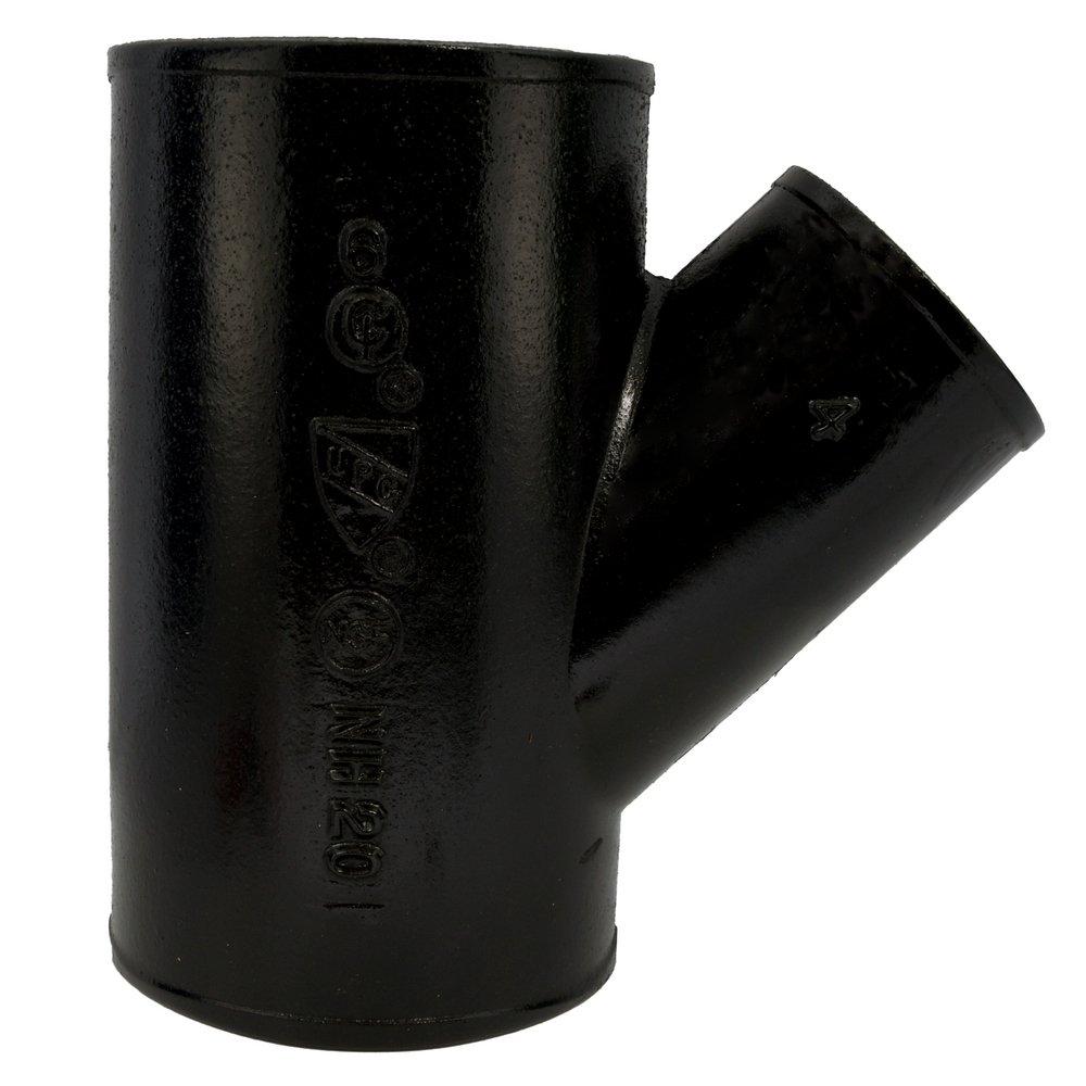 Black No Hub Cast Iron Reducing Wye 