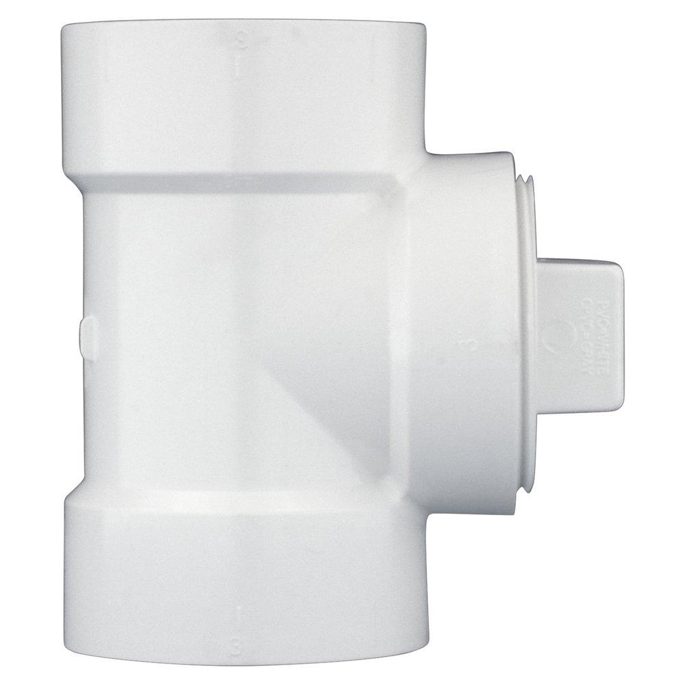 White PVC DWV Cleanout Tee with Plug 