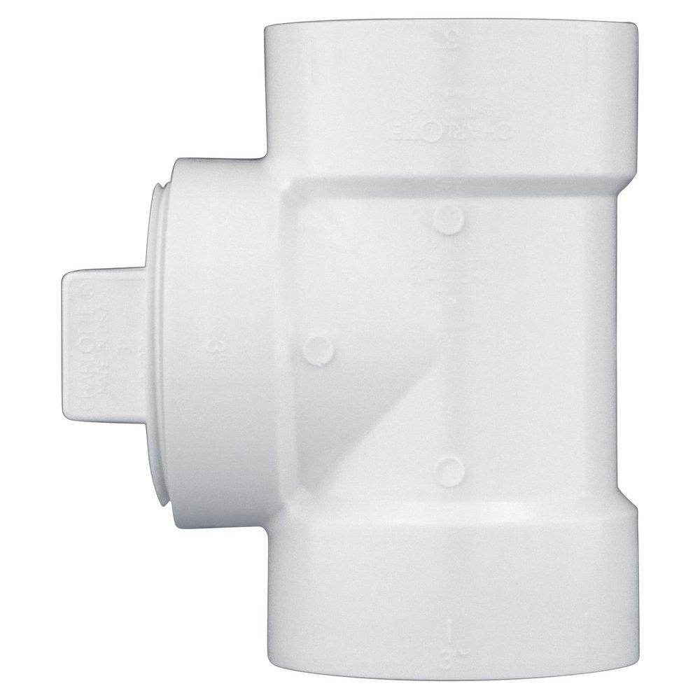 White PVC DWV Cleanout Tee with Plug 