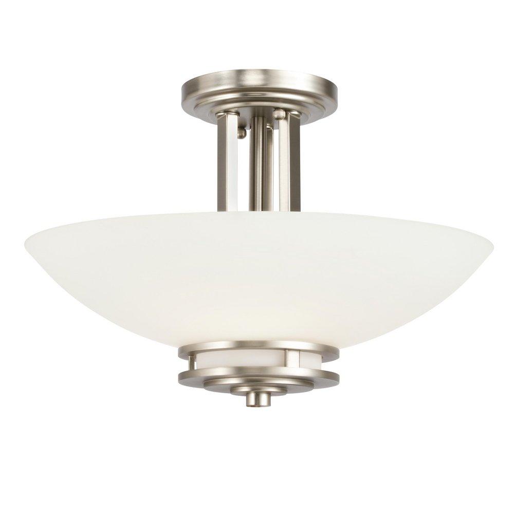 Kichler Lighting Brushed Nickel 10 x 15 in. 60W 2-Light Medium Semi-Flush Mount Ceiling Fixture 