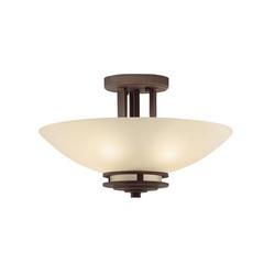 10 x 15 in. 60 W 2-Light Medium Semi-Flush Mount Ceiling Fixture in Old Bronze