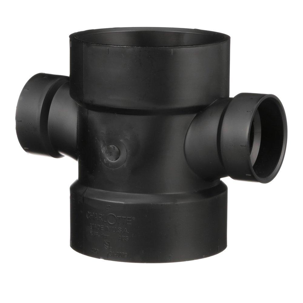Black ABS DWV Double Sanitary Tee 