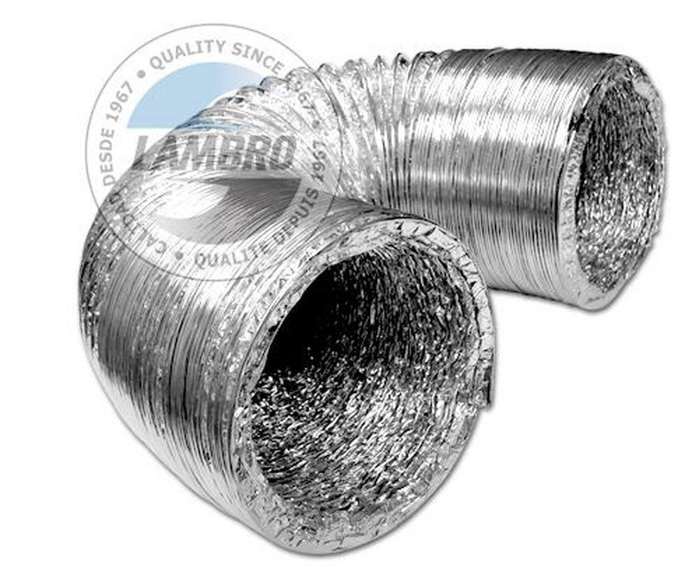 Lambro Industries Silver 8 ft. Silver Uninsulated Flexible Air Duct 