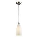 1-Light Ceiling Mount Pendant with White Glass in Satin Nickel