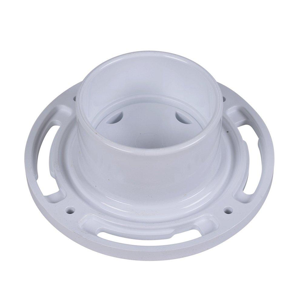 Oatey&reg; White 4 x 3 in. PVC EZ Iron Pipe Thread Tap On Pipe Closet Flange With Plastic Ring 