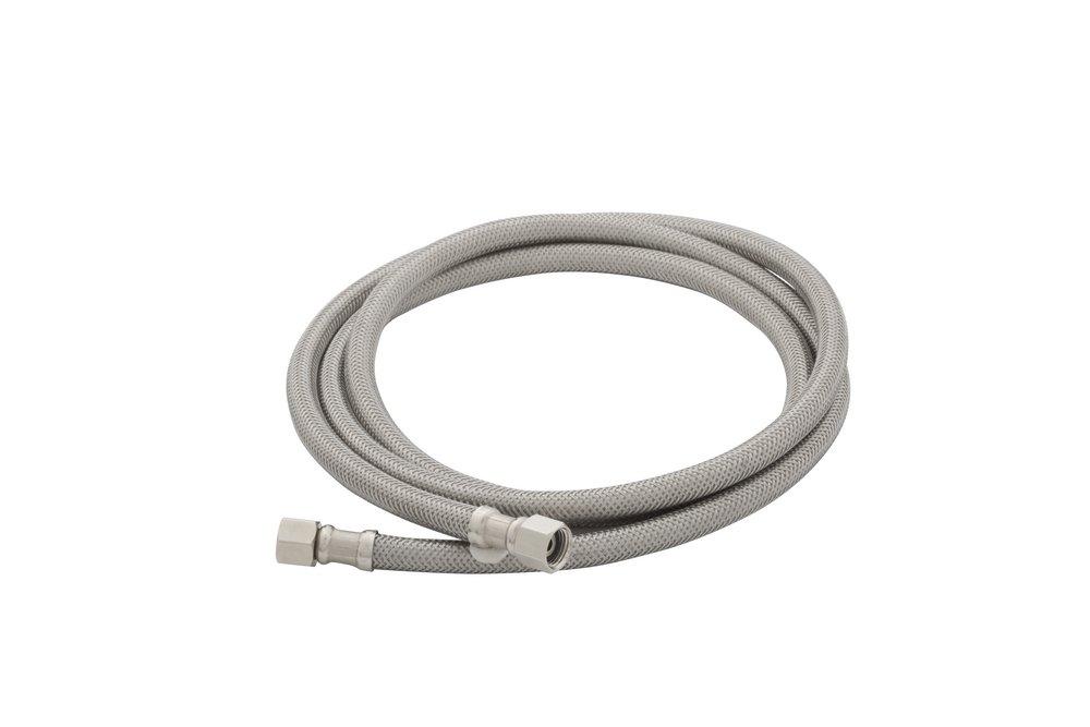 Everflow Supplies 2662-NL Lead Free Stainless Steel Braided Ice Maker Supply Line with Two 1/4 Fittings on Both Ends, 24