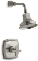 Pressure Balance Shower Faucet Trim with Single Cross Handle in Vibrant Brushed Nickel