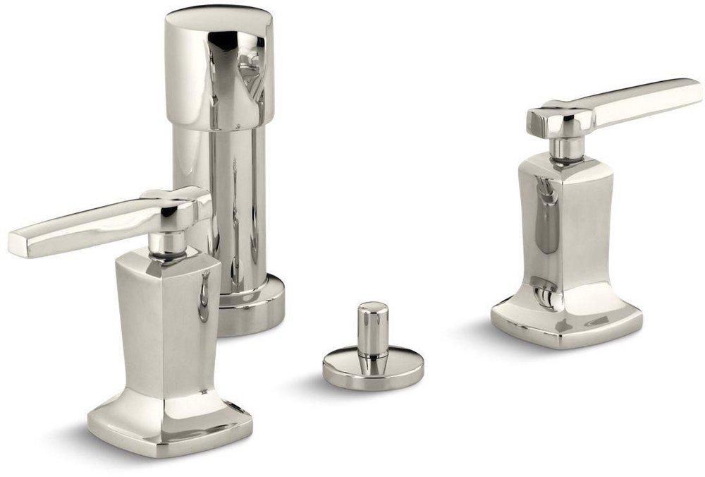 KOHLER Vibrant&reg; Polished Nickel Vertical Spray Bidet Faucet with Double Lever Handle 
