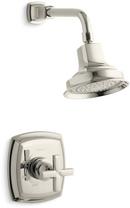 Pressure Balance Shower Faucet Trim with Single Cross Handle in Vibrant Polished Nickel
