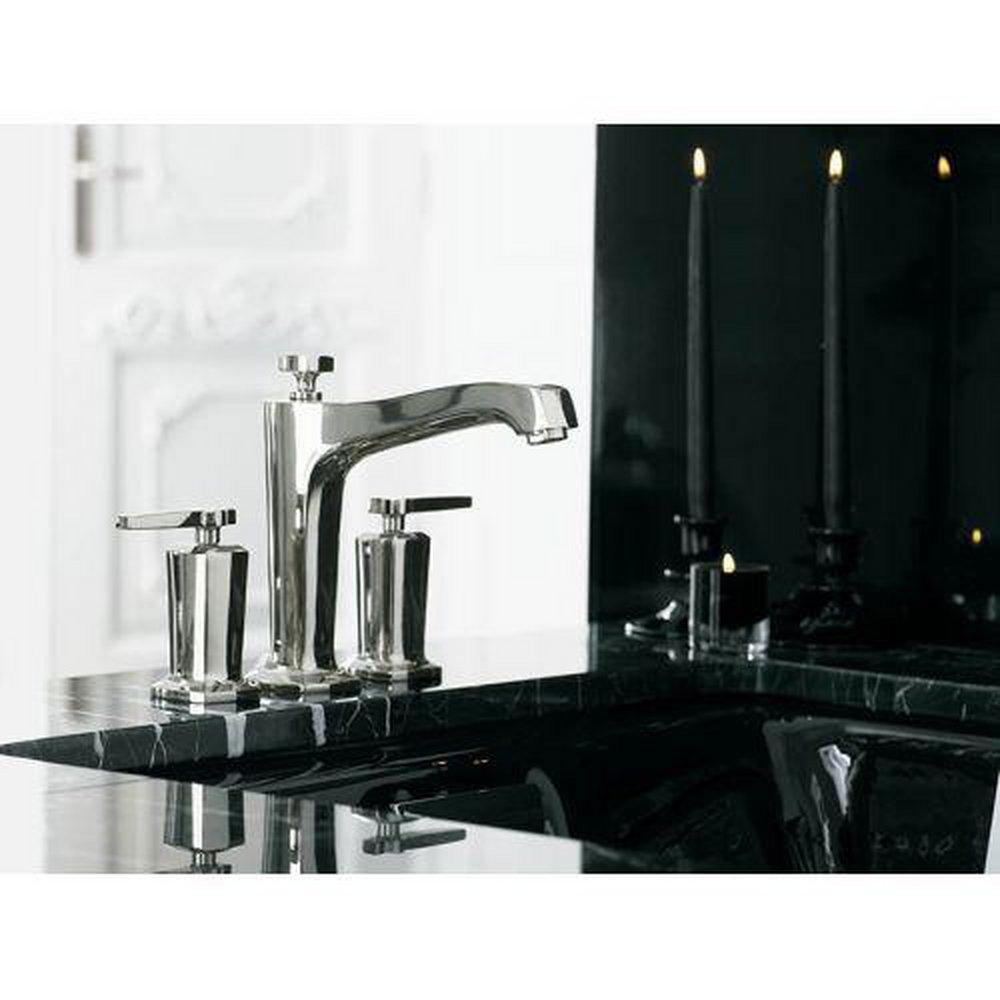 KOHLER Vibrant Brushed Nickel Deckmount Bath Faucet Trim for High-Flow Valve with Non-Diverter Spout and Double Lever Handle (Less Valve) 