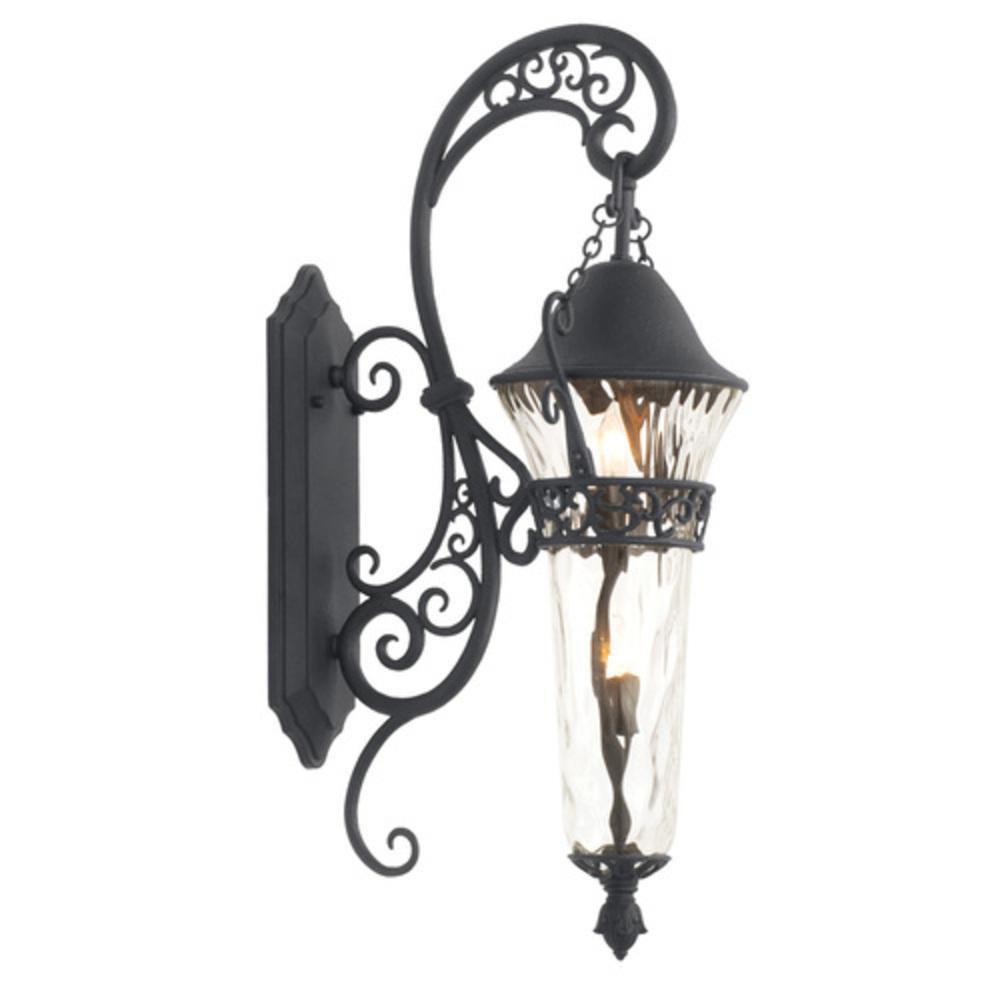 Kalco Lighting Textured Matte Black 120W 2-Light 37 in. Outdoor Wall Sconce 