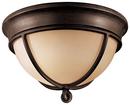 12 in. 60W 2-Light Flushmount in Aspen Bronze with Rust Scavo Glass Shade